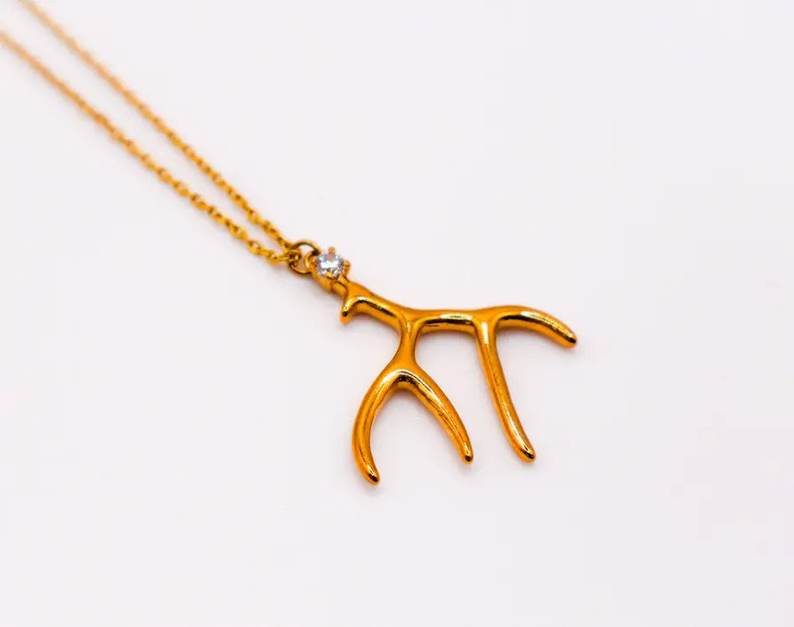 Golden Antler Elegance Necklace Maskup Corporation