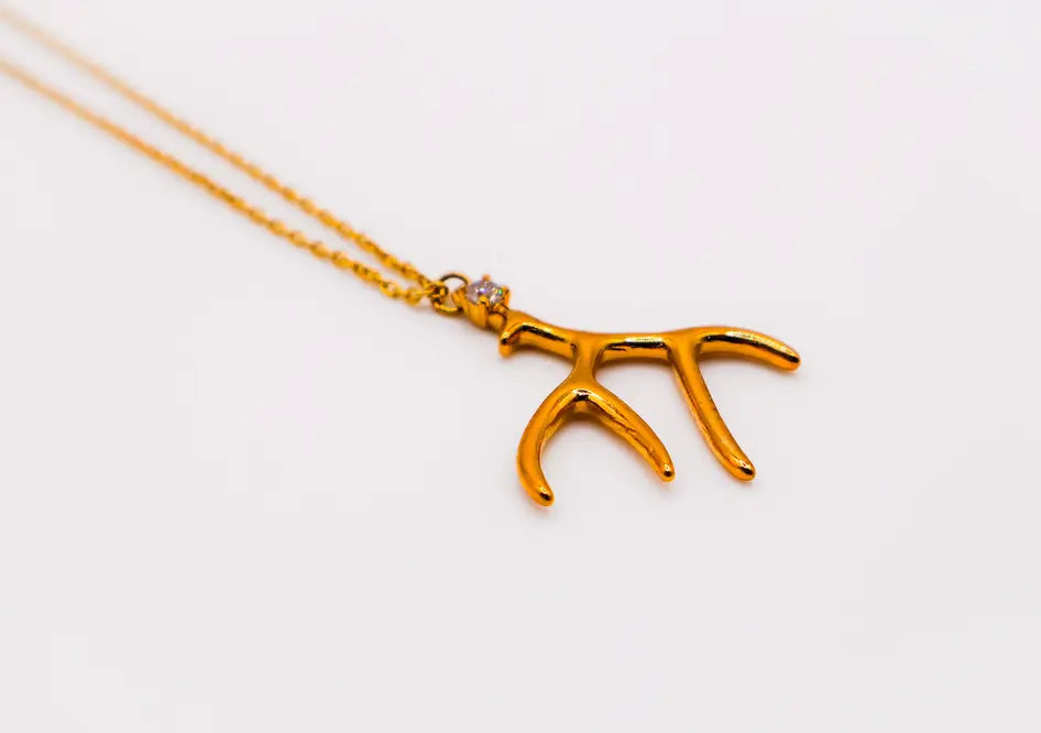 Golden Antler Elegance Necklace Maskup Corporation