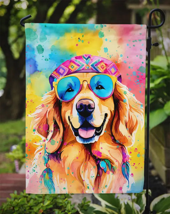 Golden Retriever Hippie Dawg Garden Flag Caroline's Treasures