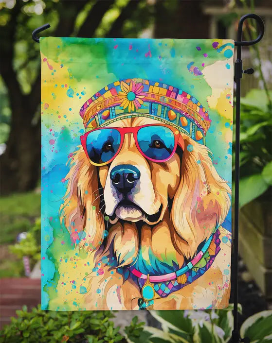 Golden Retriever Hippie Dawg Garden Flag Caroline's Treasures