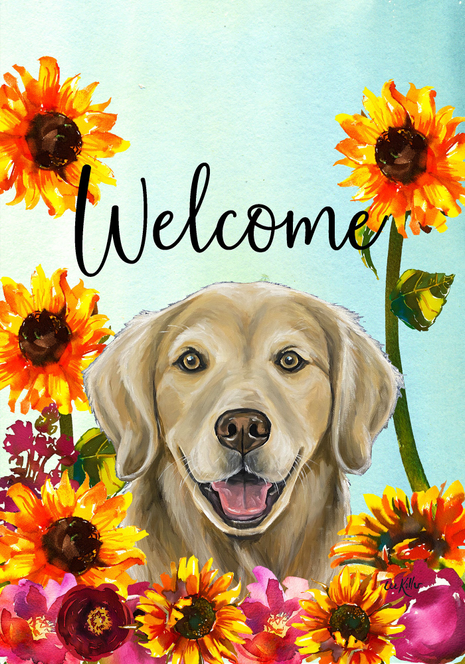 Golden Retriever  - Hippie Hound Studios Welcome Garden Flag Best of Breed