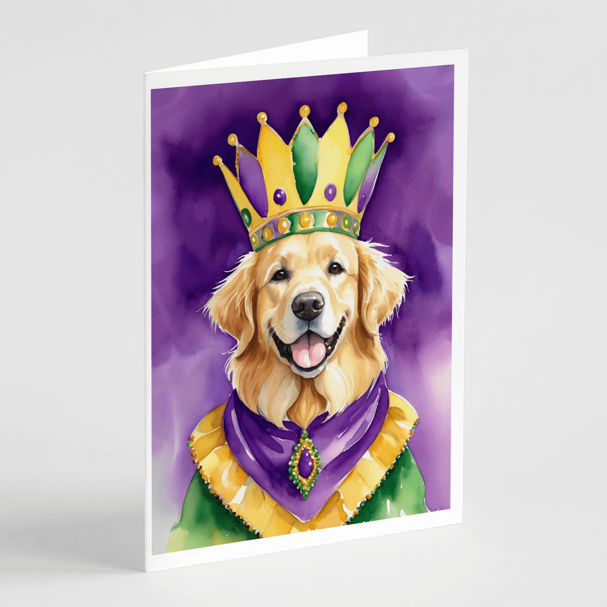 Golden Retriever King of Mardi Gras Greeting Cards Pack of 8 Caroline's Treasures