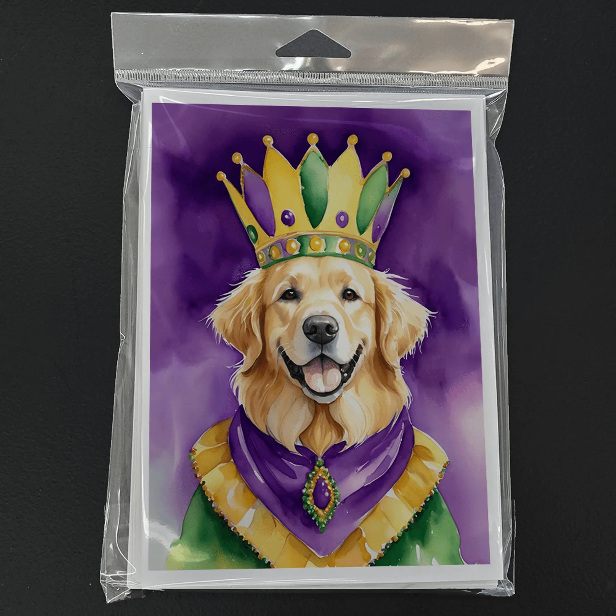 Golden Retriever King of Mardi Gras Greeting Cards Pack of 8 Caroline's Treasures