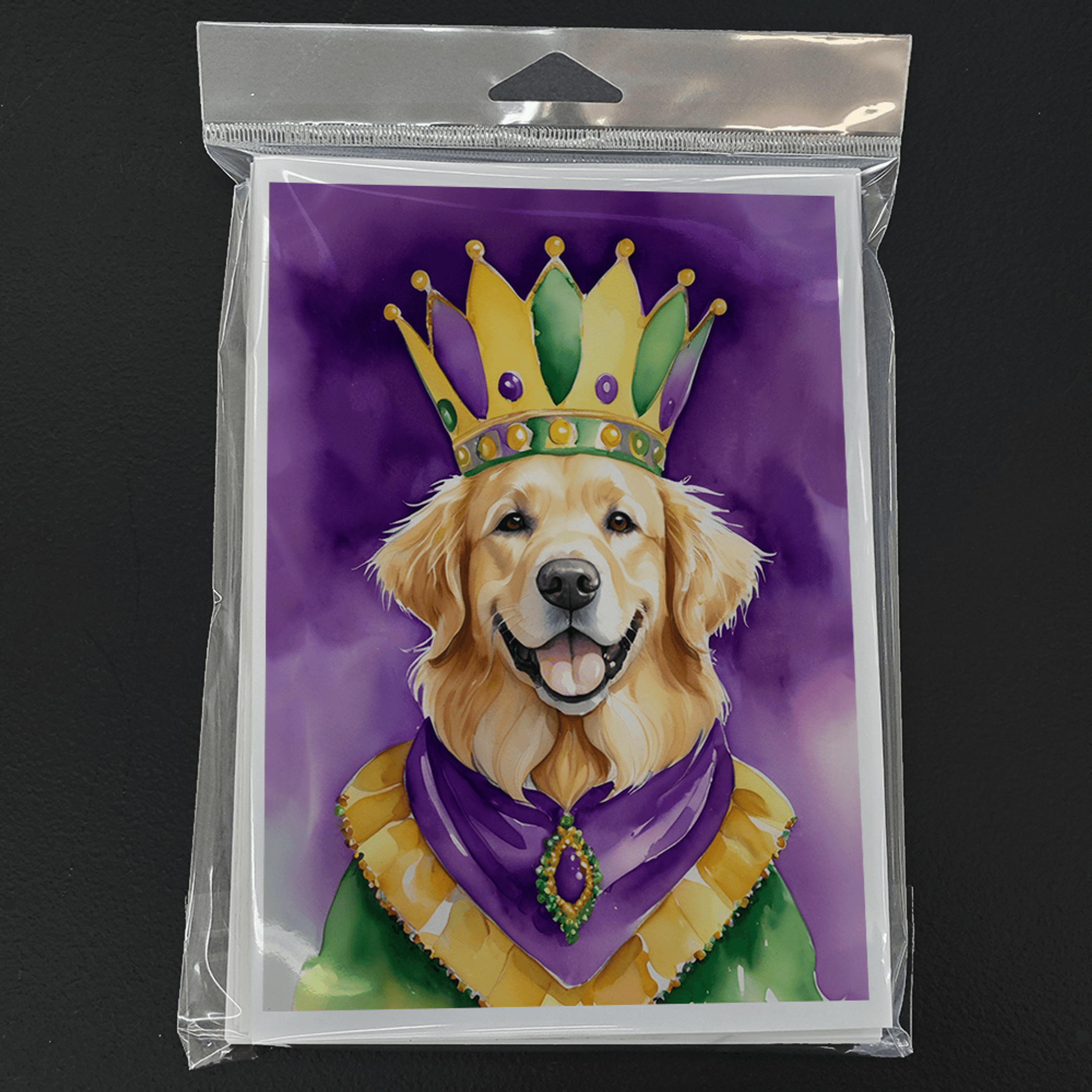 Golden Retriever King of Mardi Gras Greeting Cards Pack of 8 Caroline's Treasures