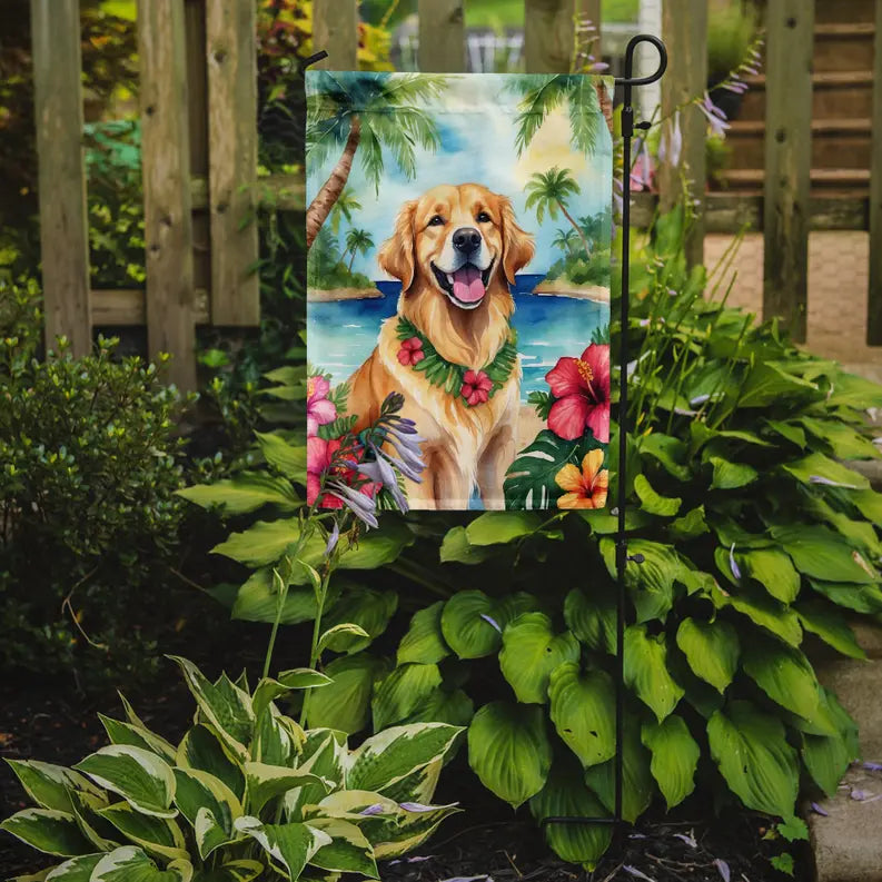 Golden Retriever Luau Garden Flag Caroline's Treasures