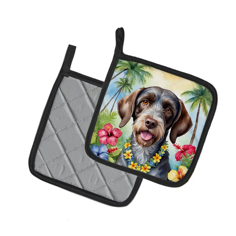 Golden Retriever Luau Pair of Pot Holders Caroline's Treasures