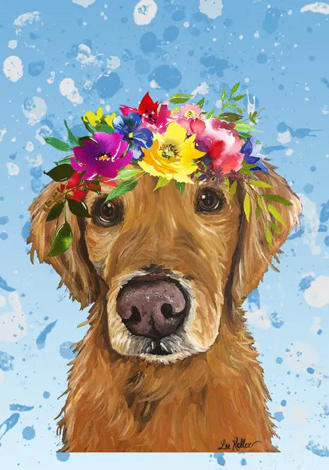 Golden Retriever  Red - Hippie Hound Studios Summer Crown  House and Garden Flags Best of Breed