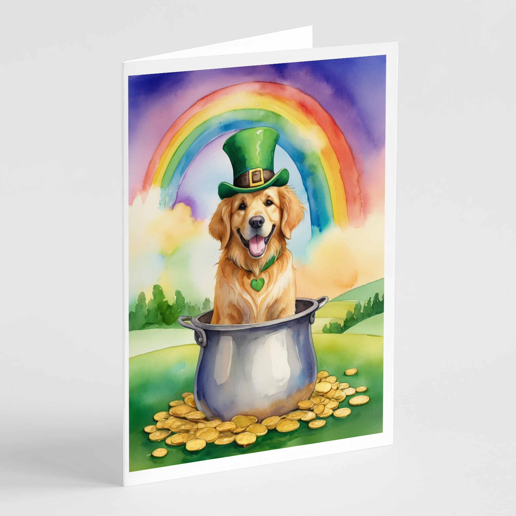 Golden Retriever St Patrick's Day Greeting Cards Pack of 8 Caroline's Treasures