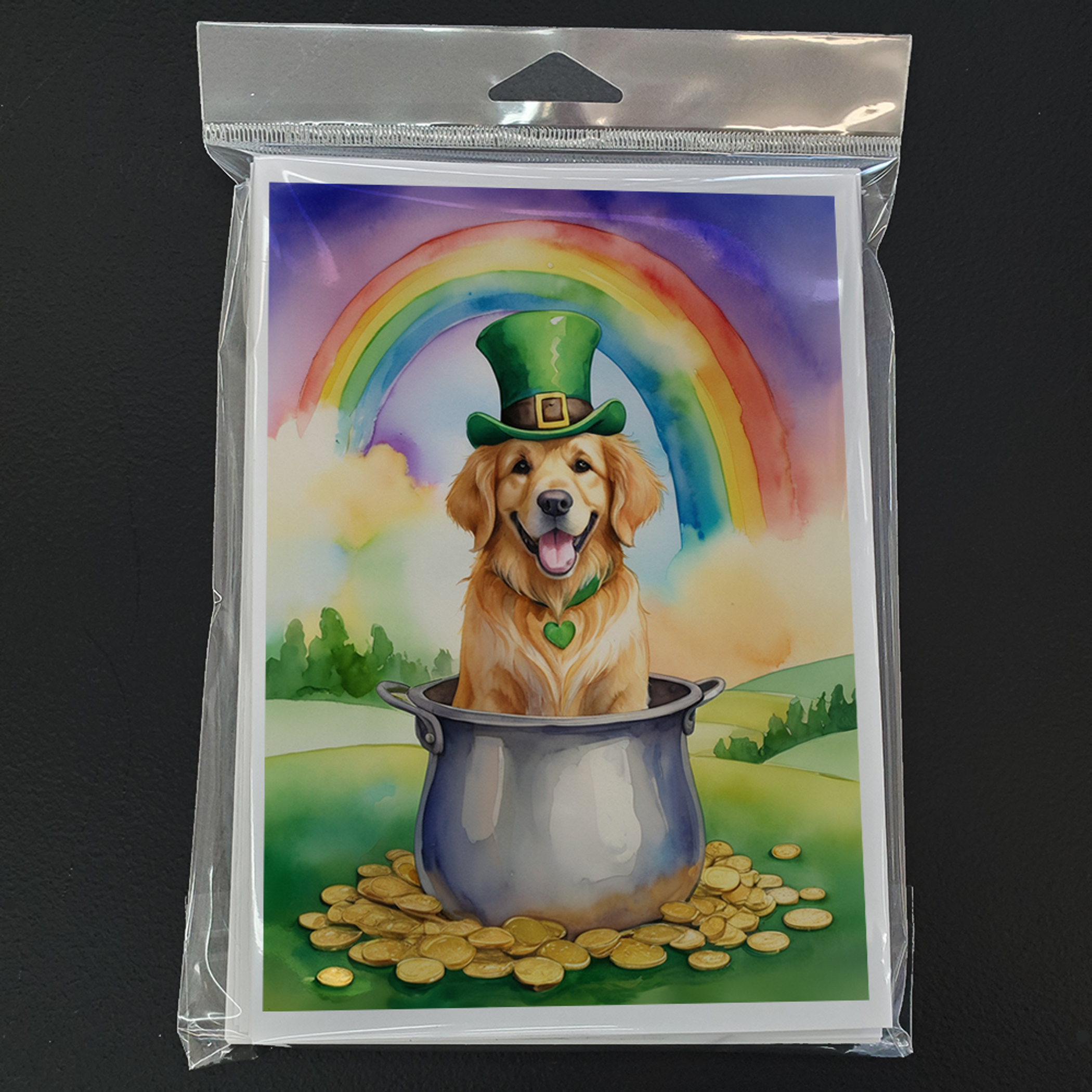 Golden Retriever St Patrick's Day Greeting Cards Pack of 8 Caroline's Treasures
