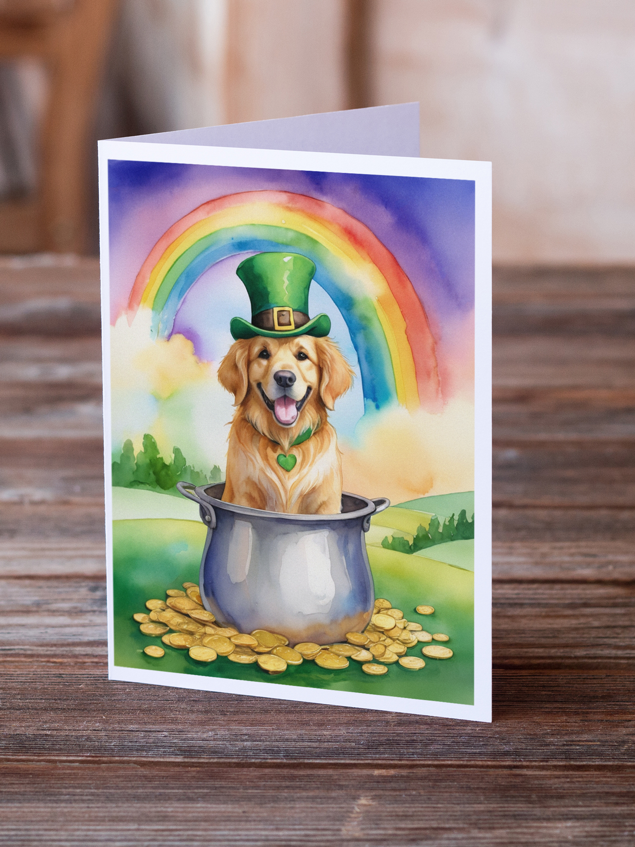 Golden Retriever St Patrick's Day Greeting Cards Pack of 8 Caroline's Treasures