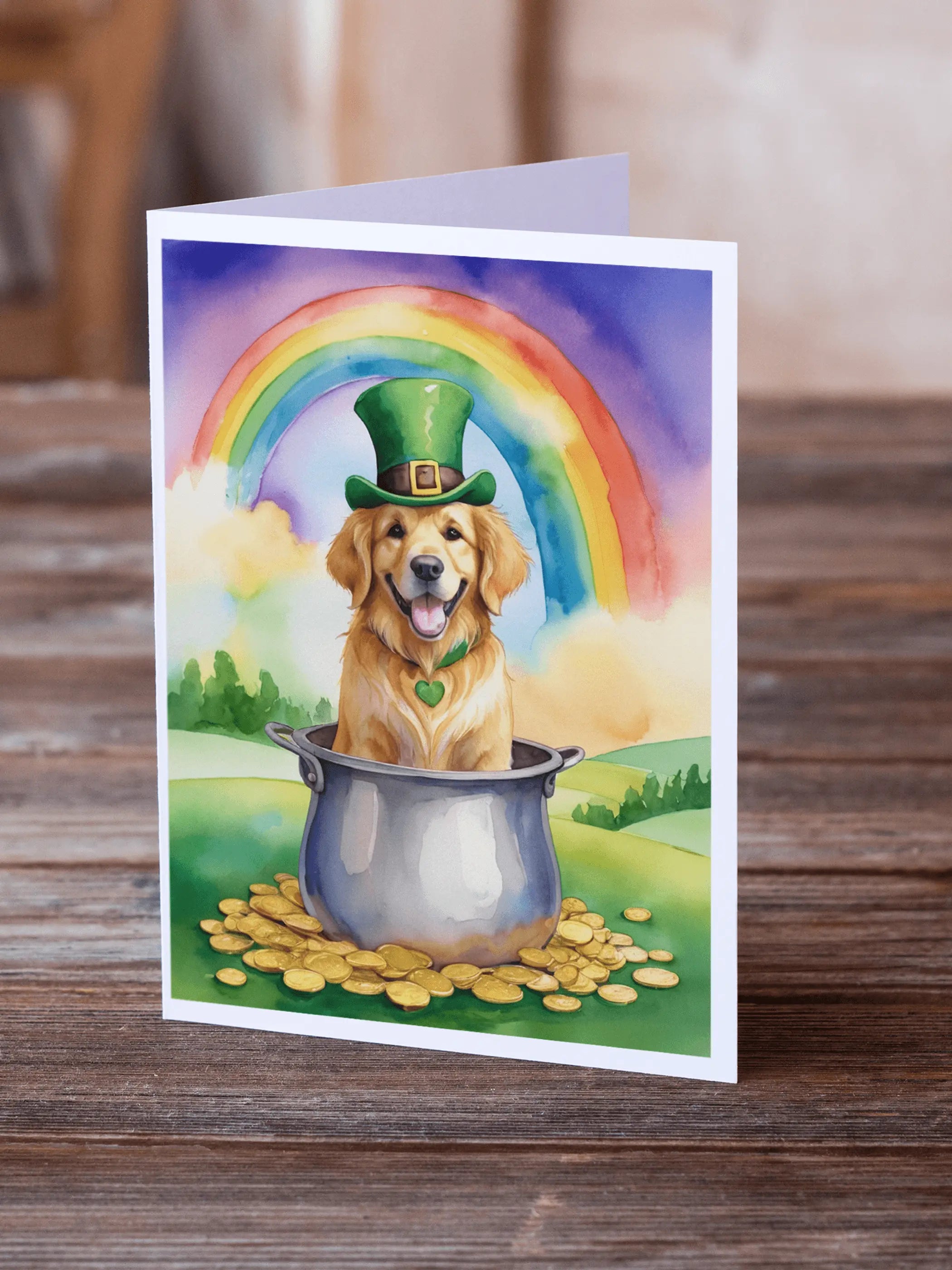 Golden Retriever St Patrick's Day Greeting Cards Pack of 8 Caroline's Treasures