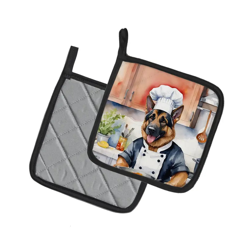 Golden Retriever The Chef Pair of Pot Holders Caroline's Treasures