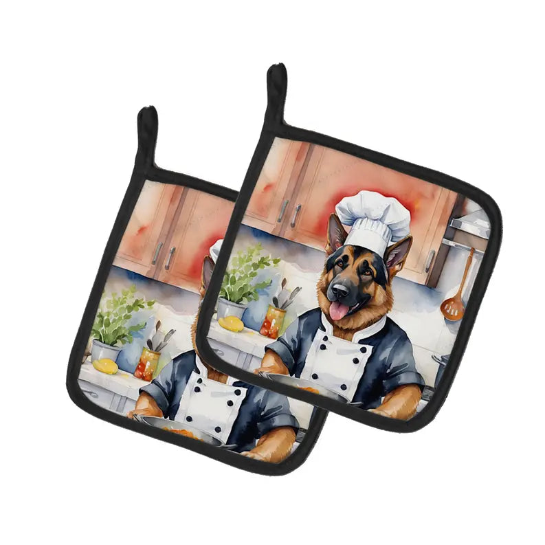 Golden Retriever The Chef Pair of Pot Holders Caroline's Treasures