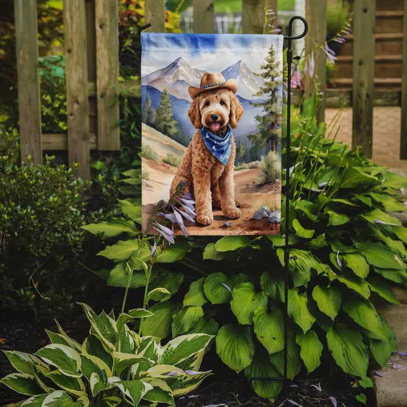 Goldendoodle Cowboy Welcome Garden Flag Caroline's Treasures