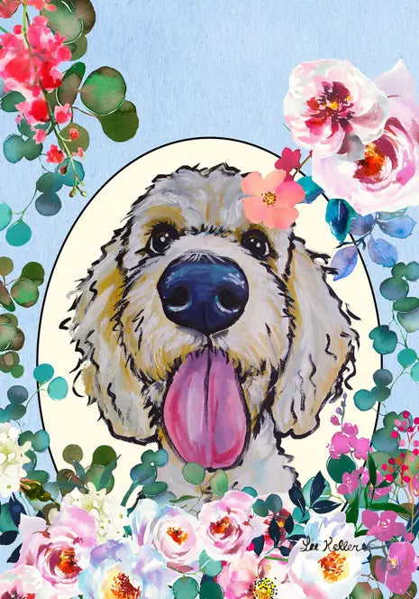 Goldendoodle  - Hippie Hound Studios Spring  House and Garden Flags Best of Breed