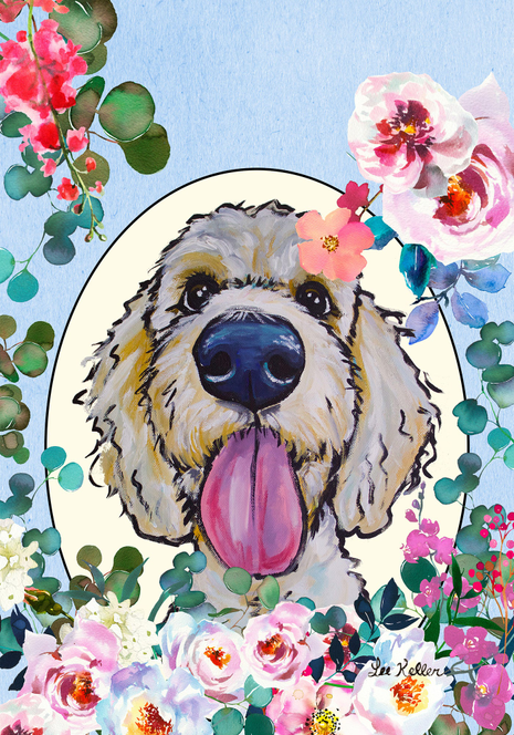 Goldendoodle  - Hippie Hound Studios Spring  House and Garden Flags Best of Breed