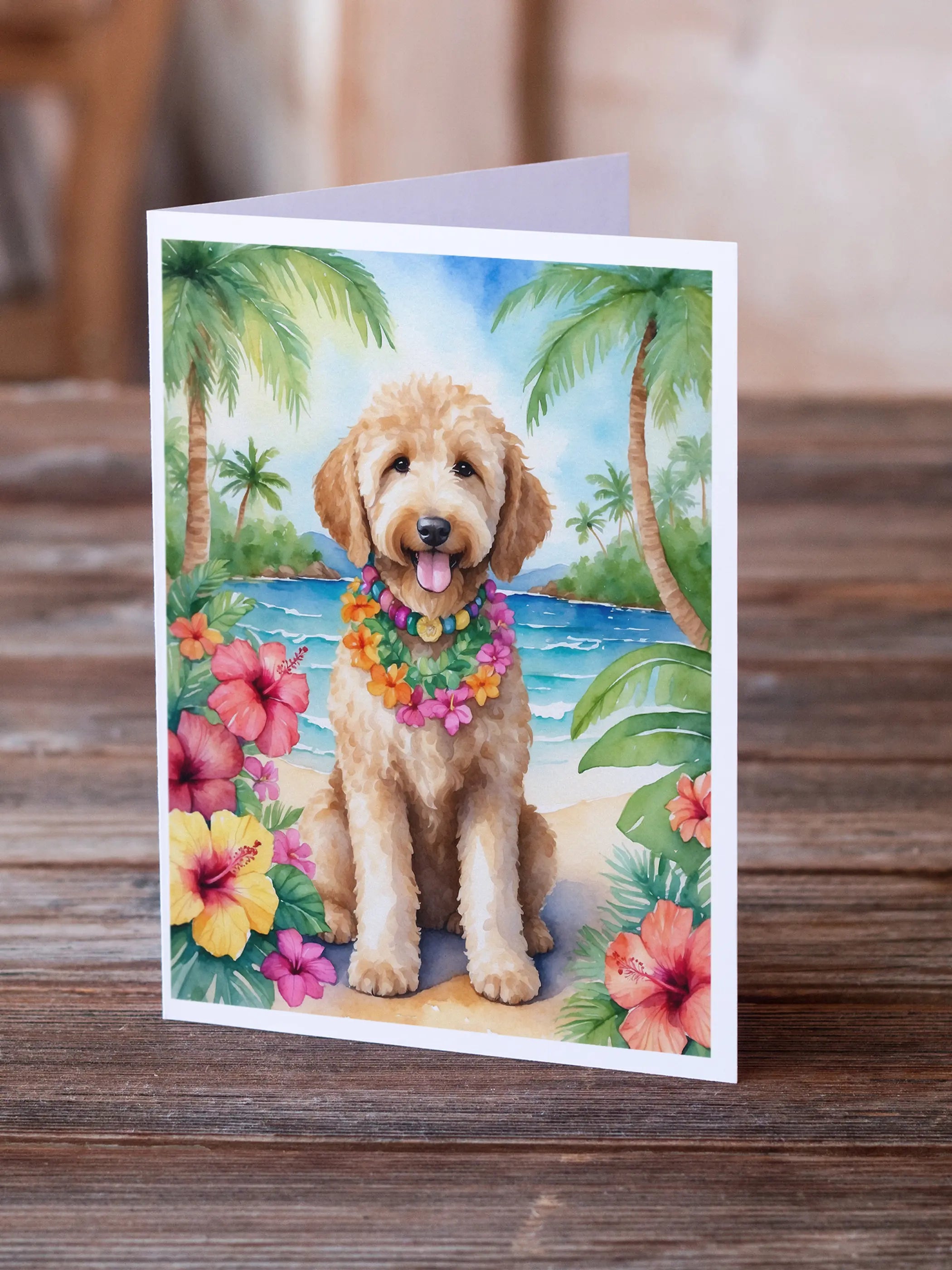 Goldendoodle Luau Greeting Cards Pack of 8 Caroline's Treasures