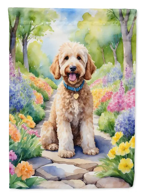 Goldendoodle Spring Path Garden Flag Caroline's Treasures