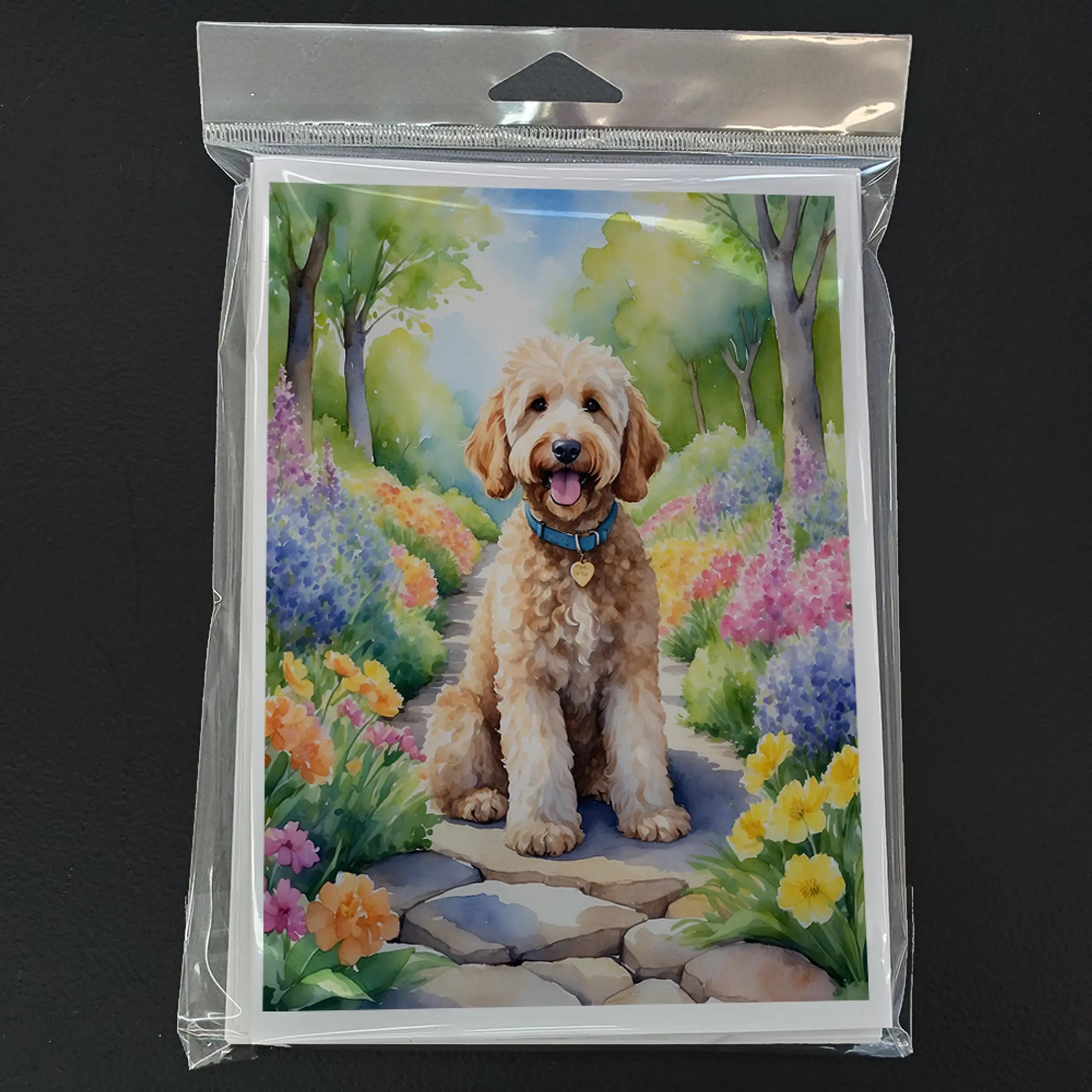 Goldendoodle Spring Path Greeting Cards Pack of 8 Caroline's Treasures