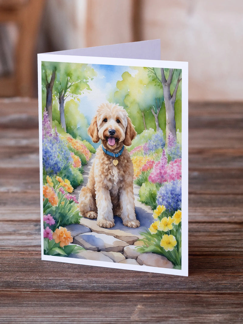 Goldendoodle Spring Path Greeting Cards Pack of 8 Caroline's Treasures