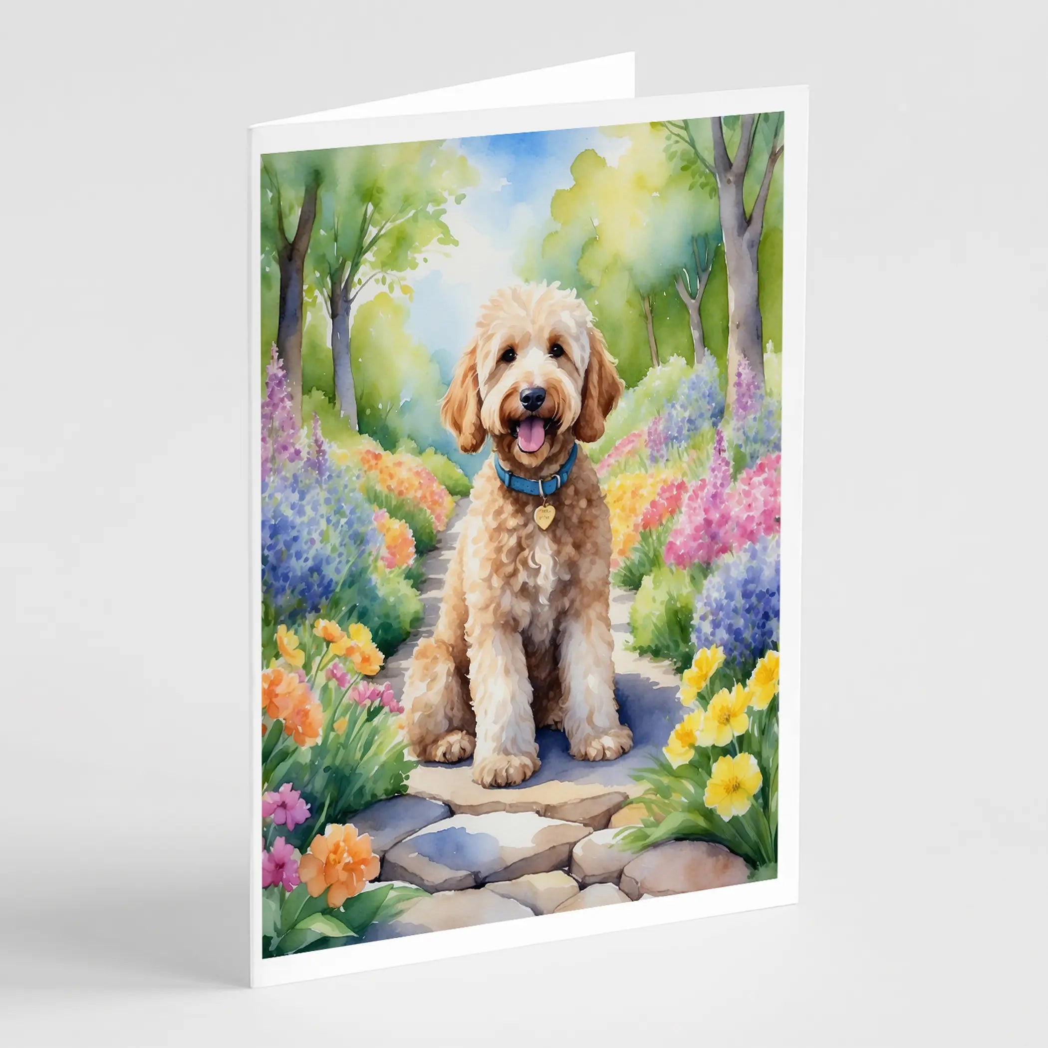 Goldendoodle Spring Path Greeting Cards Pack of 8 Caroline's Treasures