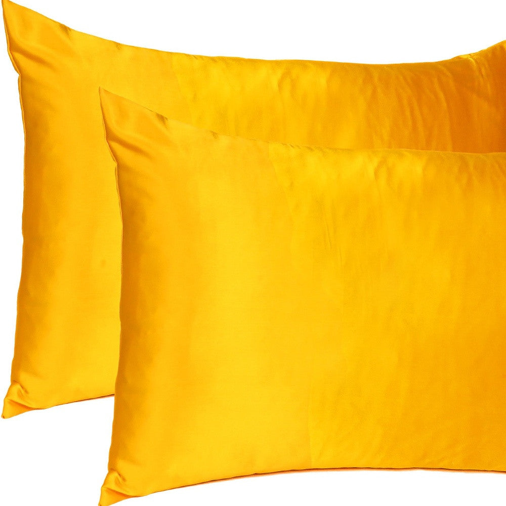 Goldenrod Dreamy Set Of 2 Silky Satin Standard Pillowcases Homeroots Bed & Bath