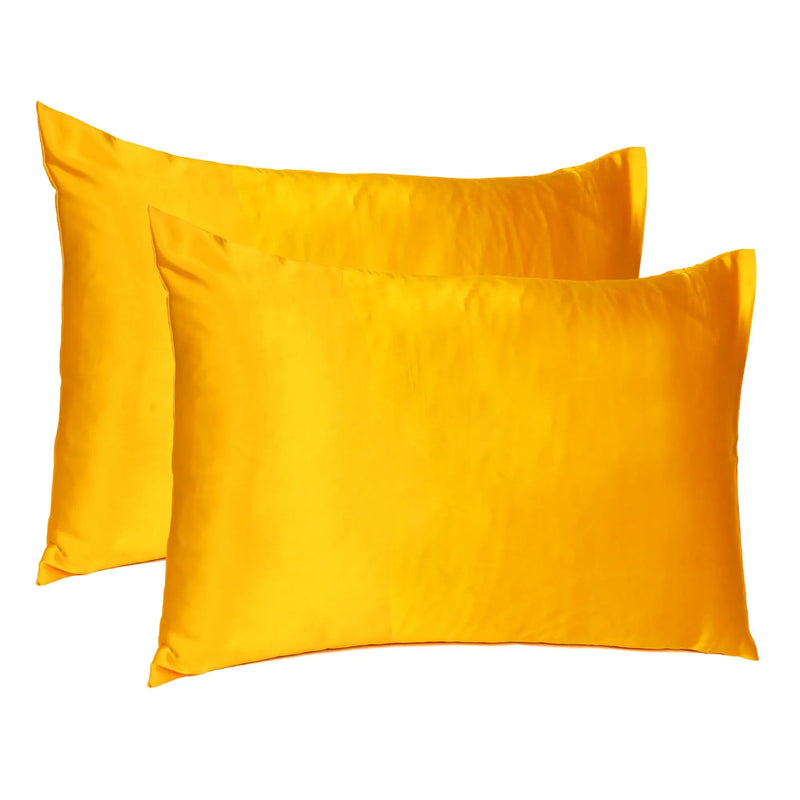 Goldenrod Dreamy Set Of 2 Silky Satin Standard Pillowcases Homeroots Bed & Bath