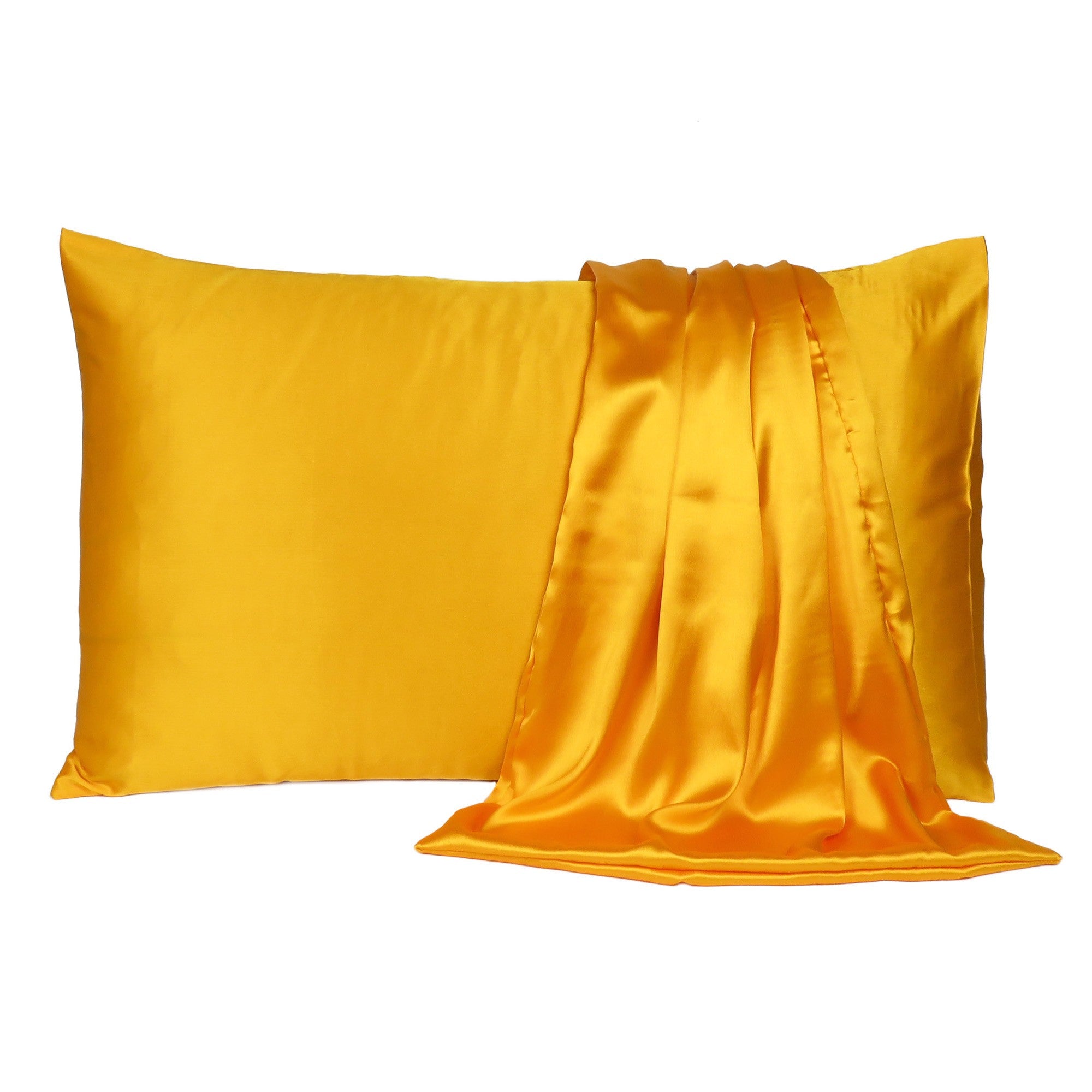 Goldenrod Dreamy Set Of 2 Silky Satin Standard Pillowcases Homeroots Bed & Bath
