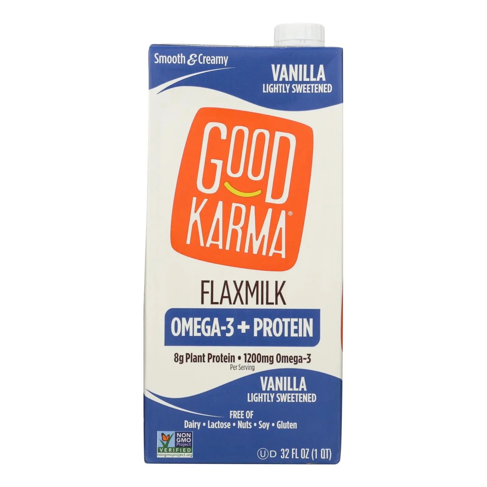 Good Karma Flax Milk - Protein - Vanilla - Case Of 6 - 32 Fl Oz Good Karma