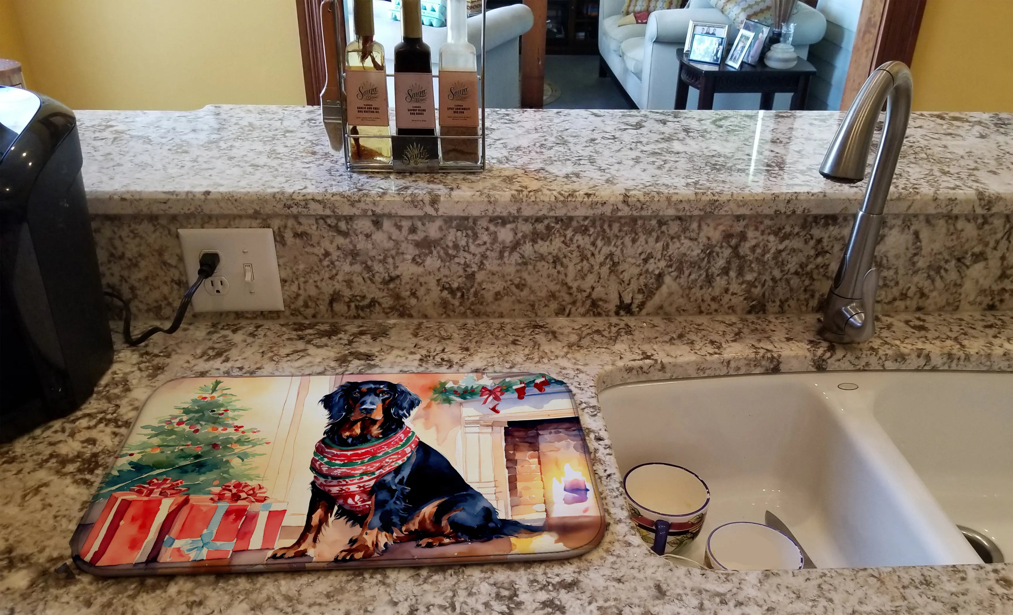 Gordon Setter Cozy Christmas Dish Drying Mat Caroline's Treasures