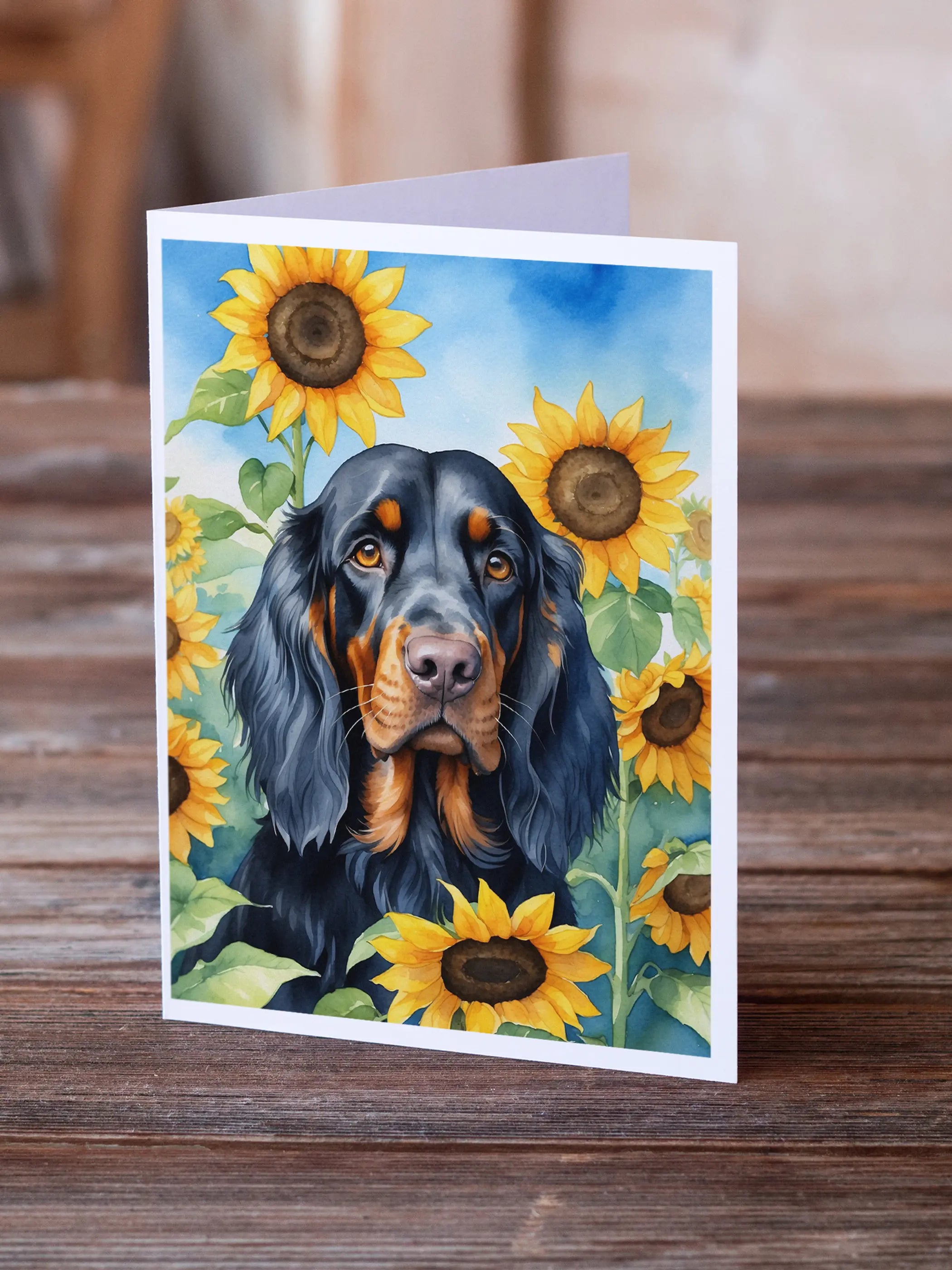 Gordon Setter in Sunflowers Greeting Cards Pack of 8 Caroline's Treasures