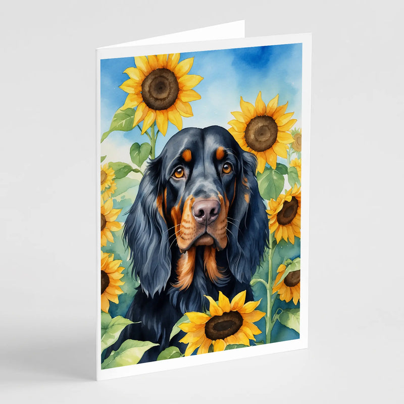 Gordon Setter in Sunflowers Greeting Cards Pack of 8 Caroline's Treasures