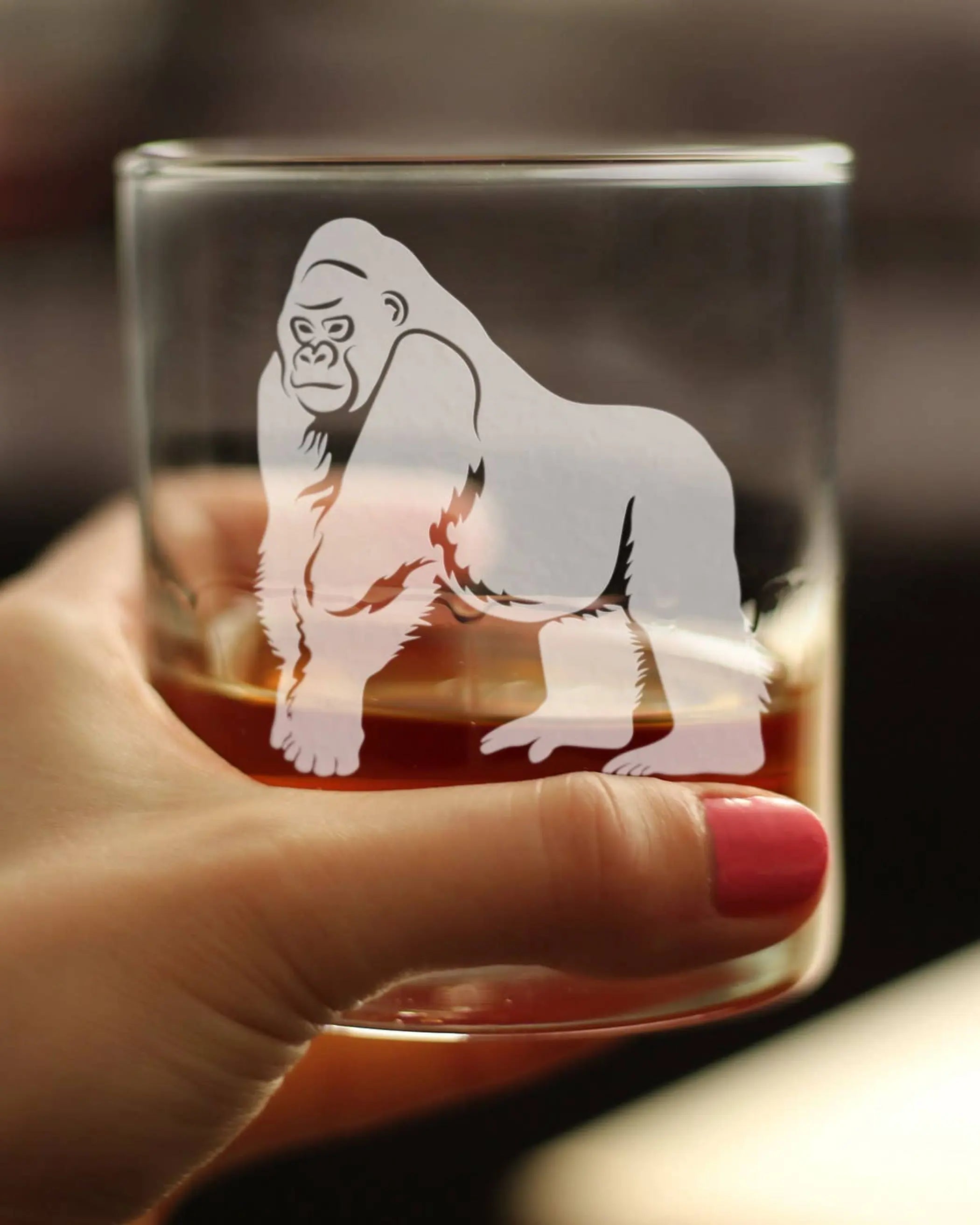 Gorilla Whiskey Rocks Glass - Exotic Animal Gifts and Decor Bevvee