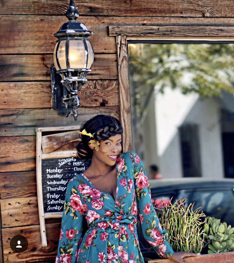 Grace Two Piece Green Floral Maxi Set with a Side Slit SurelyMine