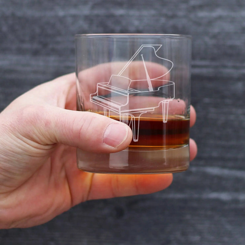 Grand Piano Whiskey Rocks Glass - Pianist Musician Gifts Bevvee