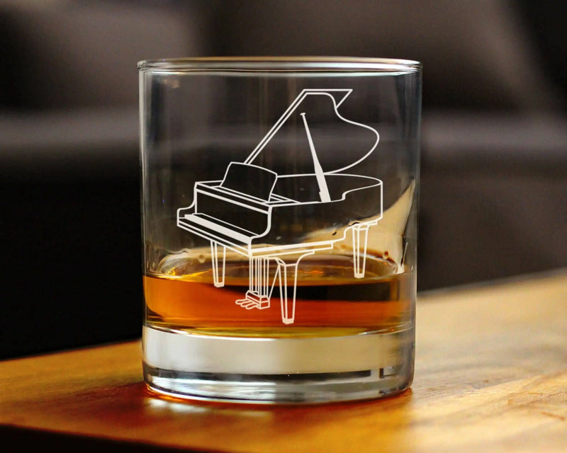 Grand Piano Whiskey Rocks Glass - Pianist Musician Gifts Bevvee