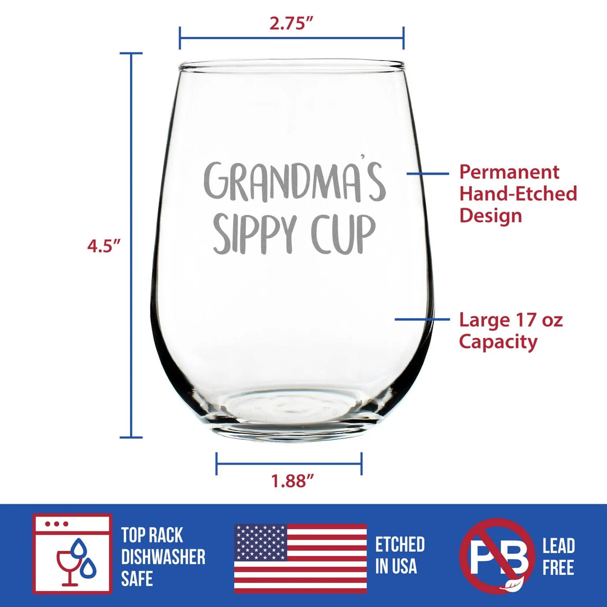 Grandmas Sippy Cup Stemless Wine Glass - Mother's Day Gifts Bevvee