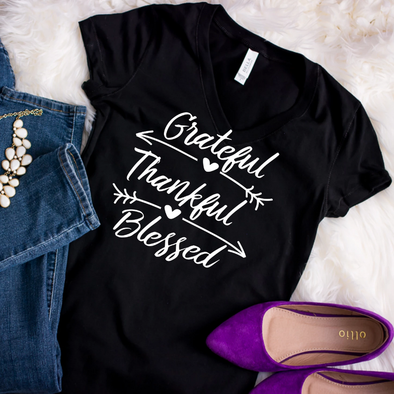 Grateful Thankful Blessed Ladies Tshirt Dream Team Designs