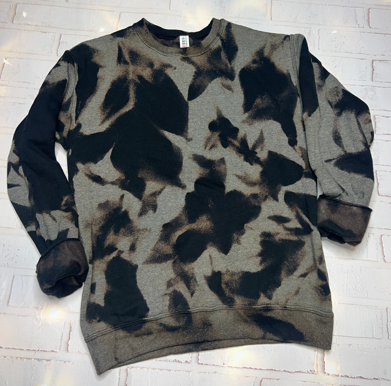 Gravel Bleached Black Crewneck Blank Sweatshirt The Blended Owl