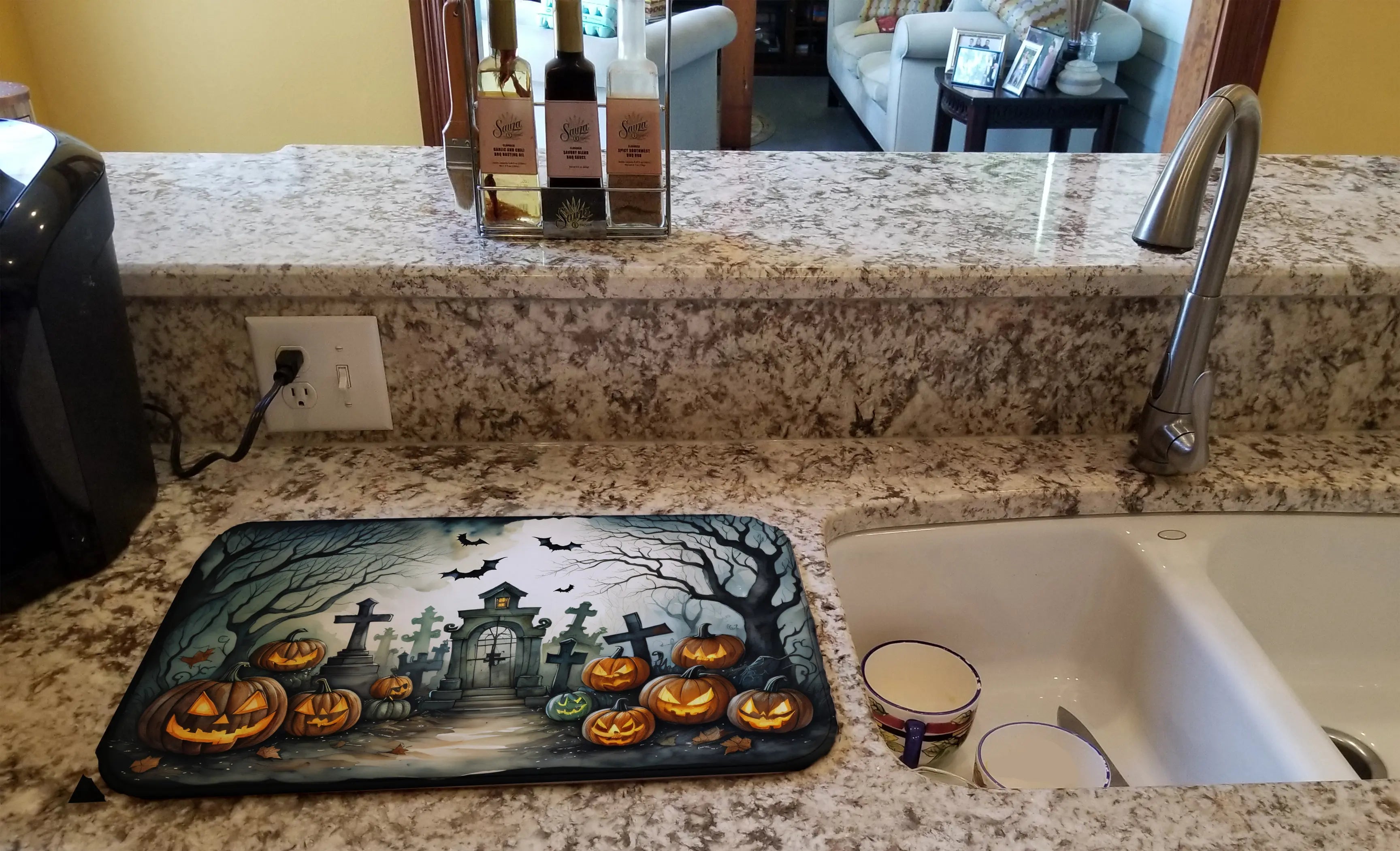 Graveyard Spooky Halloween Dish Drying Mat Caroline's Treasures