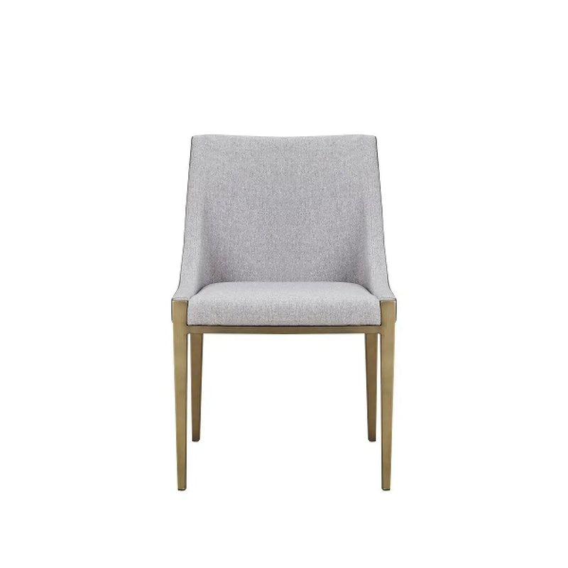 Gray And Brass Upholstered Fabric Dining Side Chair Homeroots Kitchen & Dining