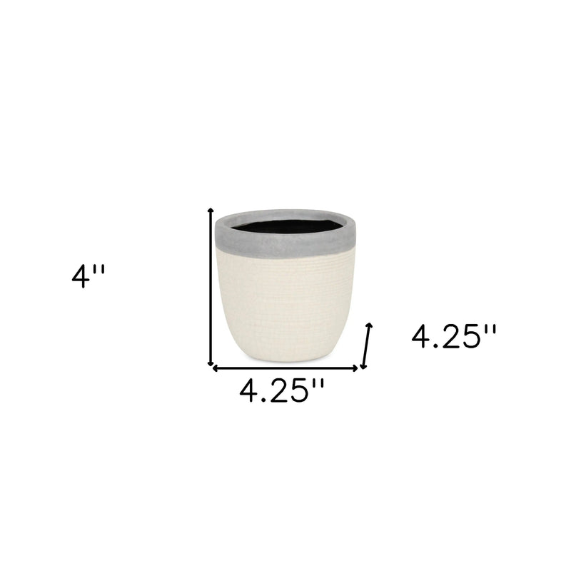 Gray And Ivory Ceramic 41 Ounce Crackle Round Distressed Pot Planter GreatEagleInc
