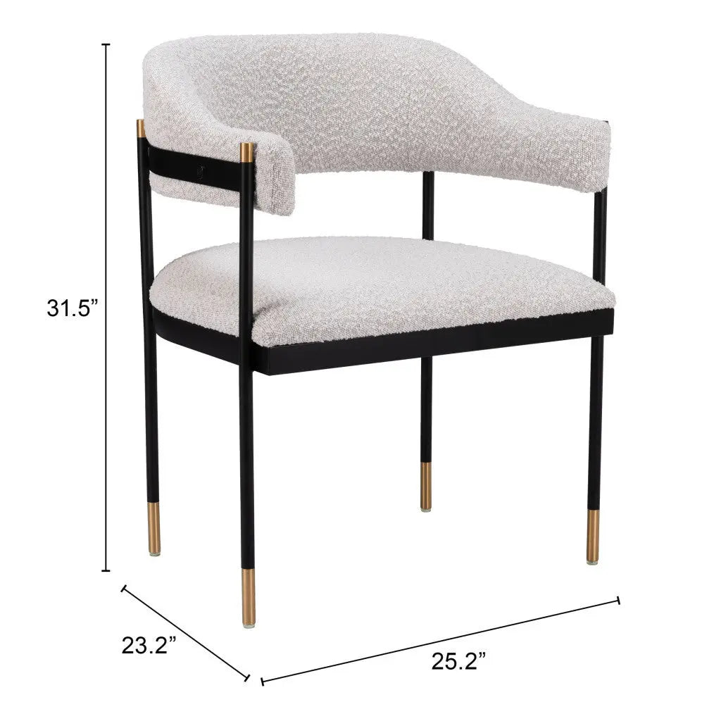 Gray Black and Gold Upholstered Faux Fur Open Back Dining Arm Chair Homeroots