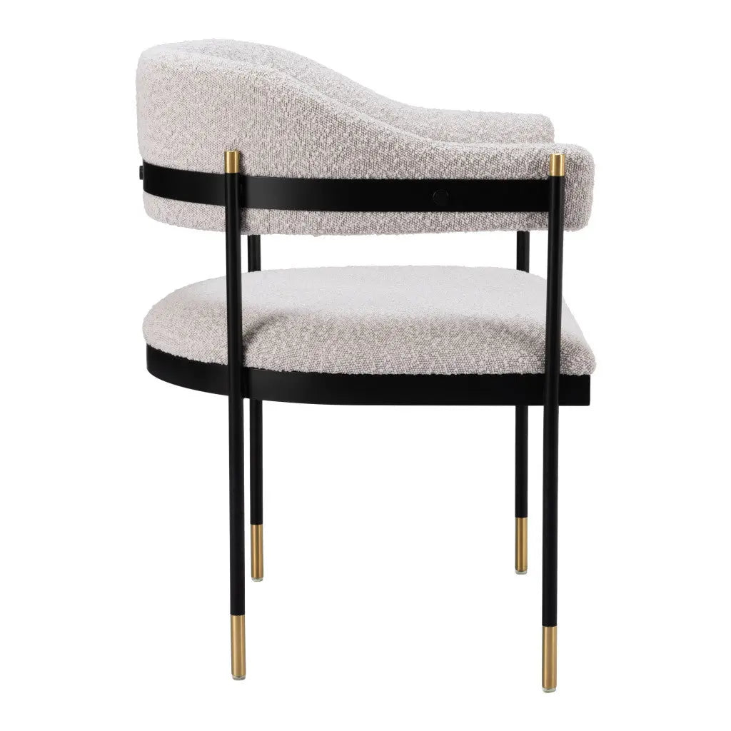 Gray Black and Gold Upholstered Faux Fur Open Back Dining Arm Chair Homeroots