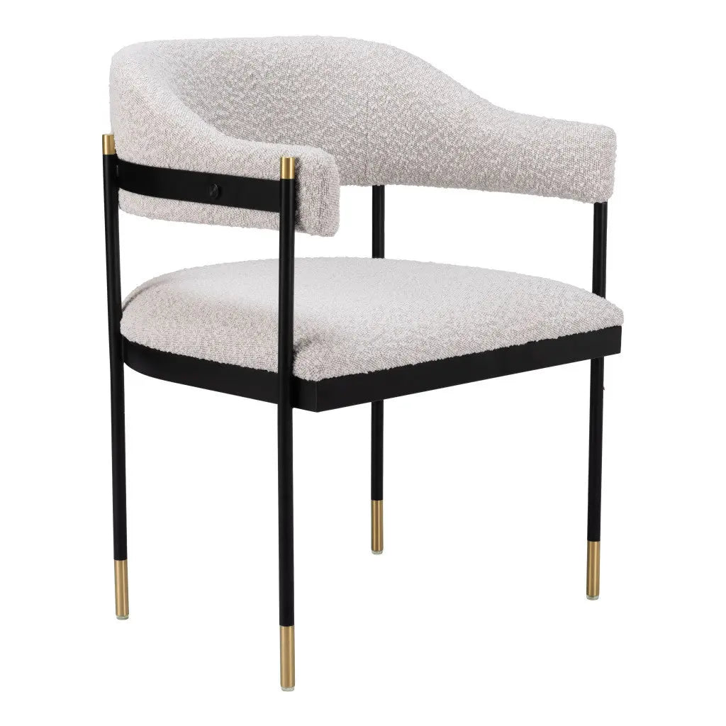 Gray Black and Gold Upholstered Faux Fur Open Back Dining Arm Chair Homeroots