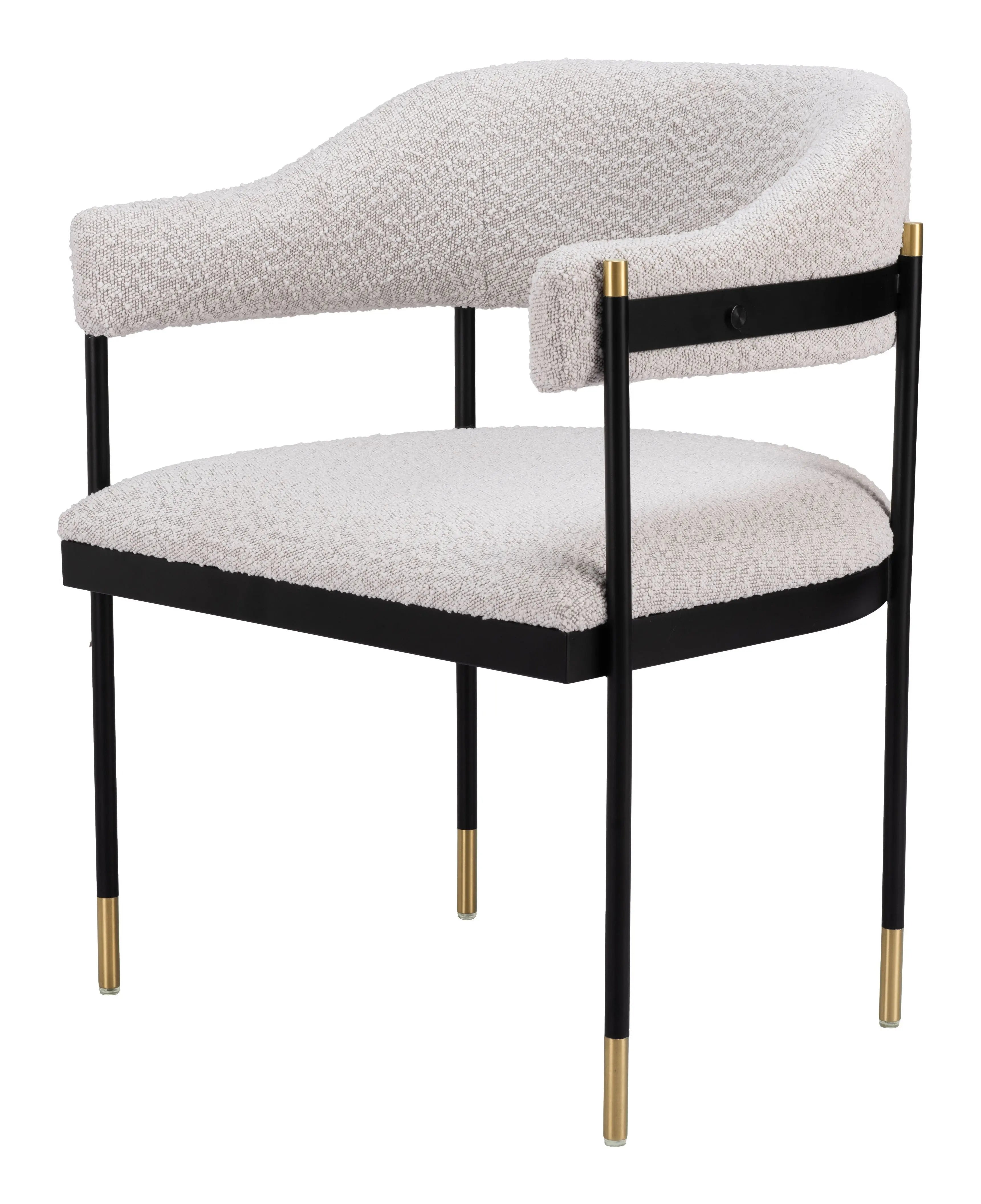 Gray Black and Gold Upholstered Faux Fur Open Back Dining Arm Chair Homeroots