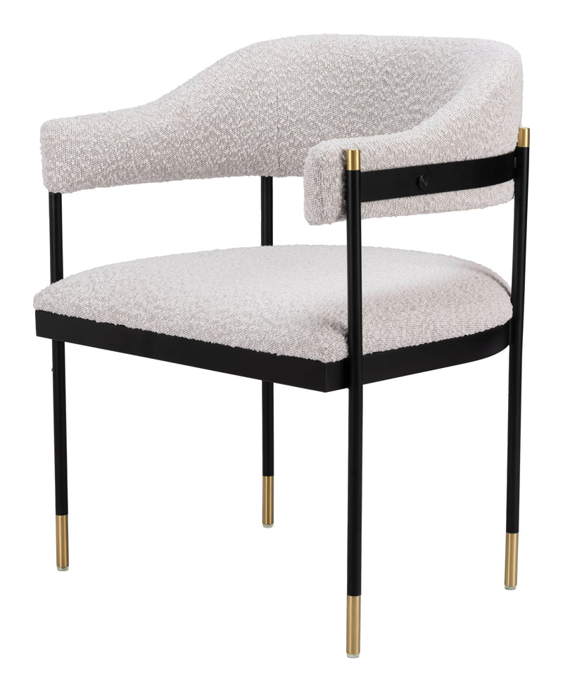 Gray Black and Gold Upholstered Faux Fur Open Back Dining Arm Chair Homeroots