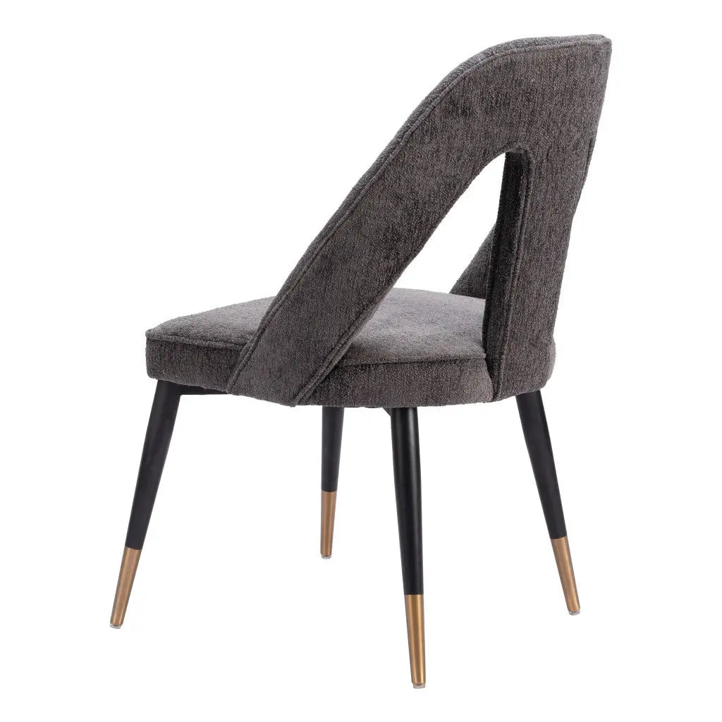 Gray Black and Gold Upholstered Faux Fur Open Back Dining Side Chair Homeroots