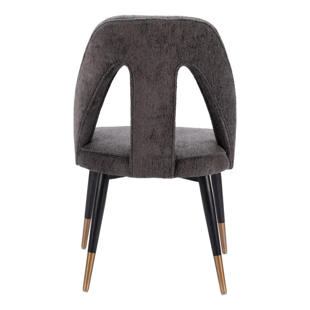 Gray Black and Gold Upholstered Faux Fur Open Back Dining Side Chair Homeroots