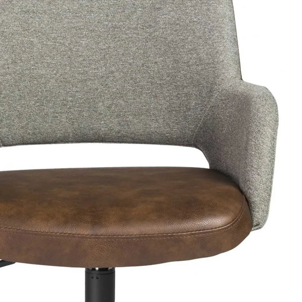 Gray Brown and Black Adjustable Swivel Fabric Rolling Office Chair Homeroots Office